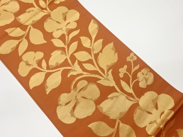 リサイクル　草花模様織出し袋帯